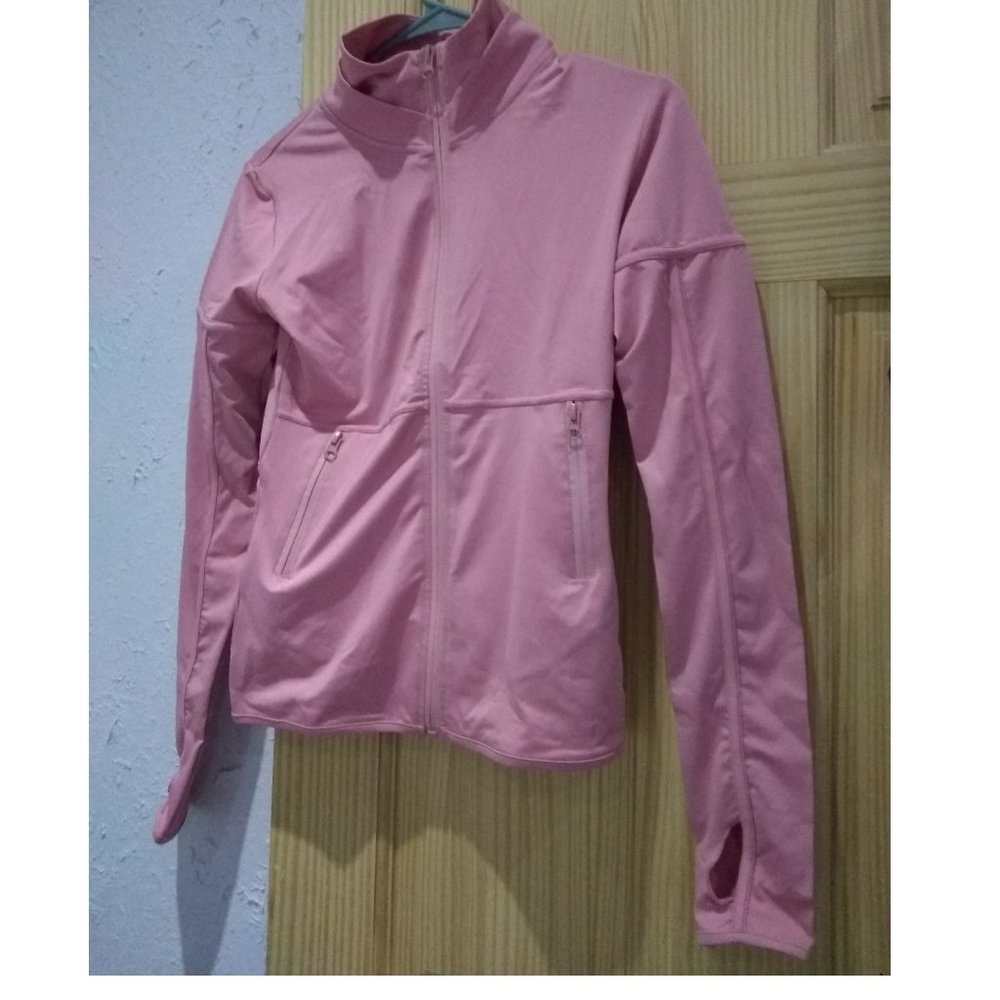 Running exercise spandex zip up jacket shirt pink